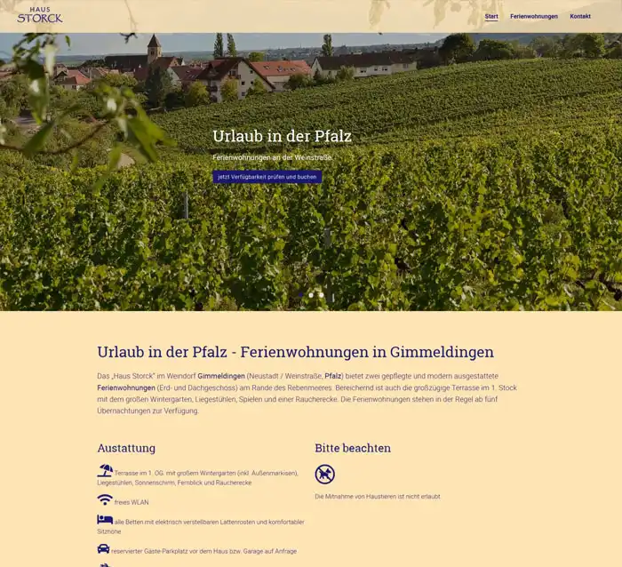 die neue Website: Ferienwohnung Storck Gimmeldingen Pfalz