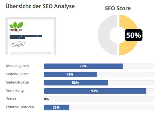 SEO für den Forstbetrieb und Holzfachhandel Embacher Baumholder vor der Optimierung